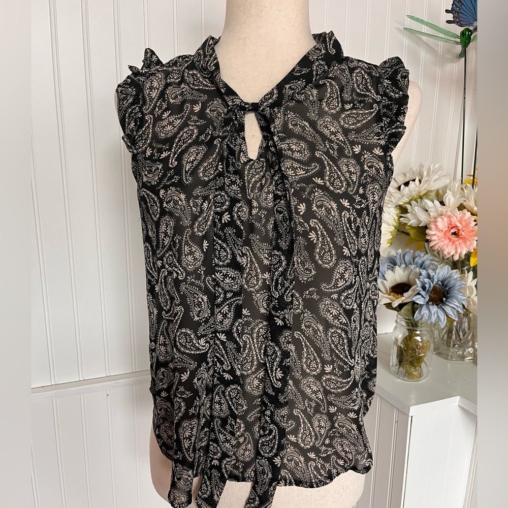 Paisley Ruffle Yoke Tie-Neck Top Forever 21